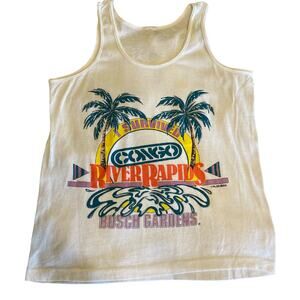 1980s Vintage L Busch Gardens FL tank top summer park white green tropical